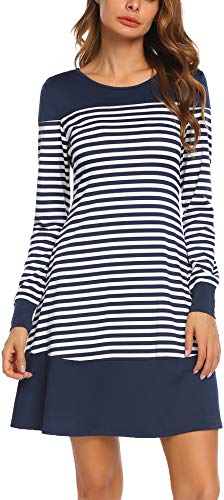 ACEVOG Women's Deep V Neck Long Sleeve Faux A Line Wrap Dress