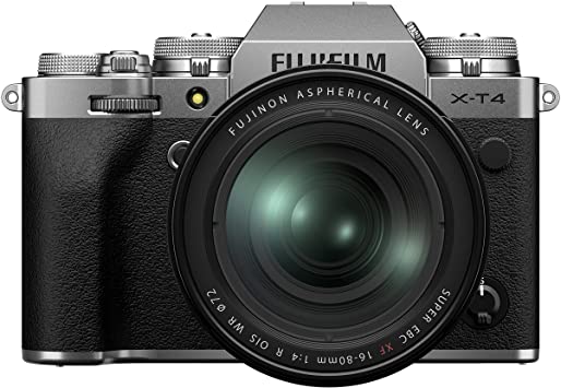 Fujifilm X-T4 Mirrorless Digital Camera, Silver with Fujinon XF16-80 mm F4 R WR Optical Image Stabiliser Lens Kit