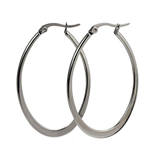 AmDxD Stainless Steel Jewelry for Women Hoop Earrings Large U Shape Width 29.8MM