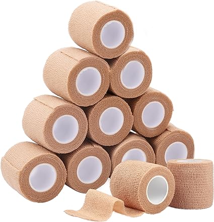 Self Adherent Bandage Wrap 12 Pack, 2” x 5 Yards, Medical Tape, Self-Adherent Wrap, Athletic Elastic Cohesive Bandage, First Aid Tape, Sports Tape for Stretch Athletic, Ankle Sprains & Swelling