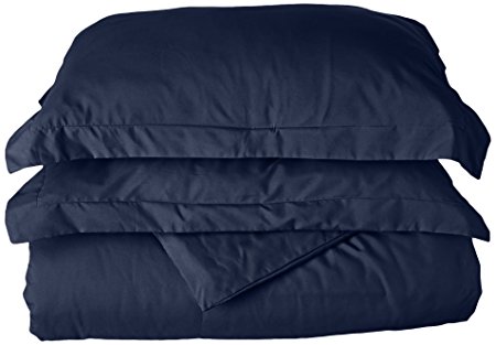 Elegant Comfort 1500 Thread Count Wrinkle Resistant Egyptian Quality 3-Piece Duvet Cover Set, Full/Queen, Navy Blue