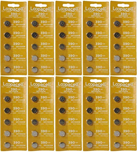 50 Loopacell D389/390PK Watch / Electronics Battery, 1.5 Silver Oxide