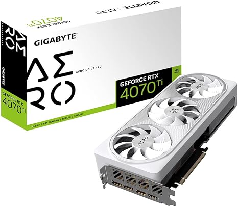 GIGABYTE GeForce RTX 4070 Ti AERO OC 12GB Graphics Card - 12GB DDRX6 21Gbps 192bit, PCI-E 4.0, Core 2640Mhz, DisplayPort 1.4, HDMI 2.1a, NVIDIA DLSS 3, GV-N407TAERO OCV2-12GD