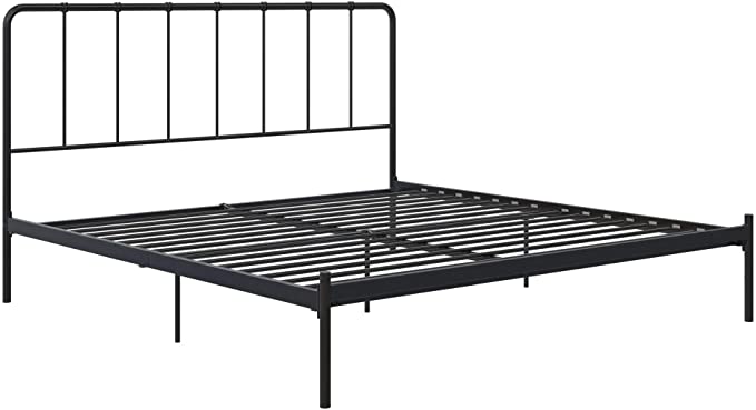 LikeHome Aaron Metal Bed Frame, Small Space Living, King Size, Black