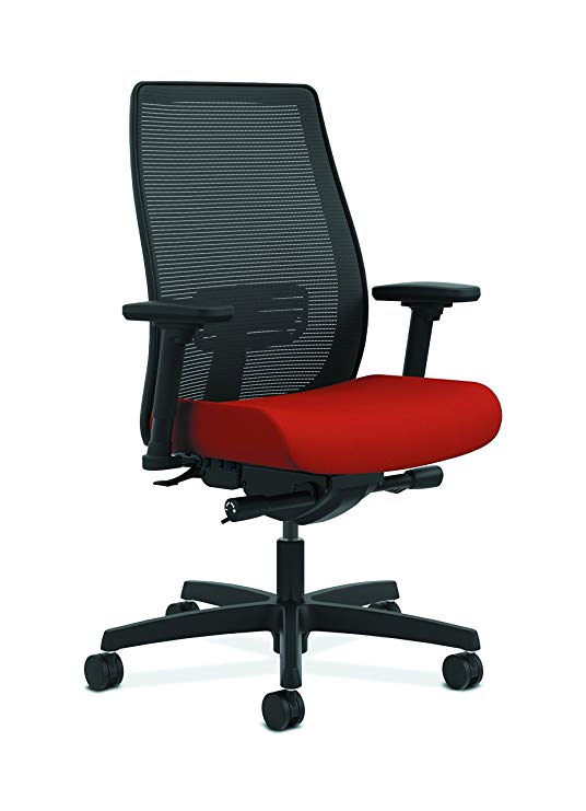 HON Endorse Mid-Back Task Chair - Mesh Back Computer Chair for Office Desk, Poppy Fabric (HLWM)