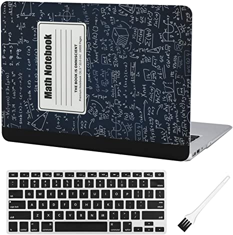 Macbook Air 13 inch Case A1369 A1466 Composition Notebook Laptop Hard Case Matte Rubberized Plastic Case (Old version 2010-2017) with Silicone Keyboard Cover and Dust Brush-Math Notebook