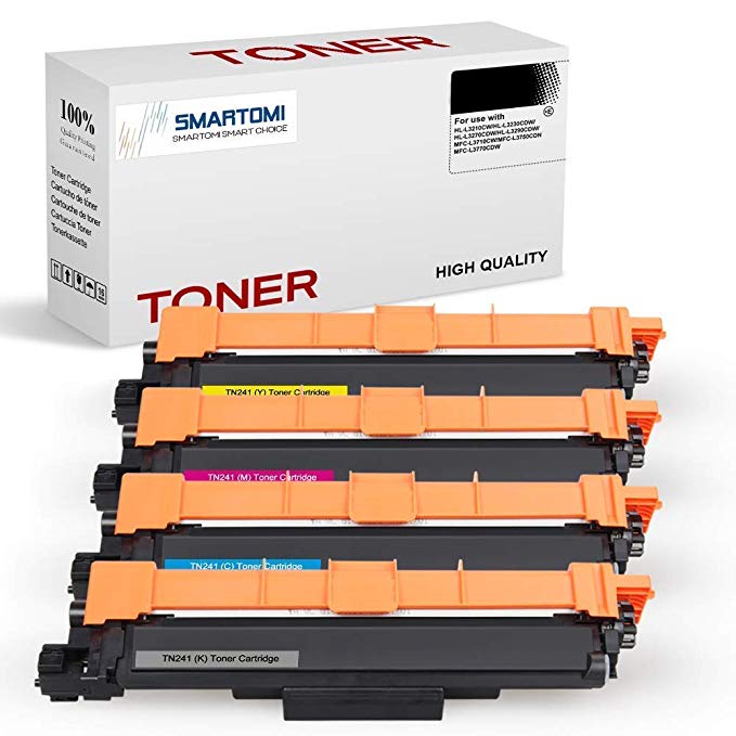 SMARTOMI 4PK TN241 TN245 Compatible KCMY Toner Cartridges Brother TN241 TN245 for used with Brother Color Printer DCP9020CDW HL3140 CW DCP9015CDW HL3150 CDW MFC9340CDW HL3170 CDW MFC9330CDW MFC9130CW