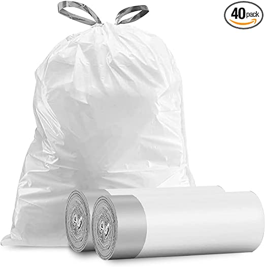 8 Gallon Trash Bags Drawstring, Medium Garbage Can Liners for Bathroom, Bedroom, Office (40 Count)