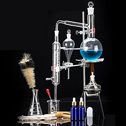 Lab Glassware Kit 500ml Chemistry Glassware Home Distillation Apparatus, Alcohol Distiller Distilling to Making Your Own Essential Oil