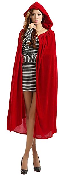 Urban CoCo Women's Costume Full Length Crushed Velvet Hooded Cape