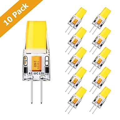 KINGSO 10 Pack G4 LED Bulbs 350lm 3.5W Replaces 35W Halogen Bulbs Warm White 2700K 12V AC/DC No Flickering Non Dimmable G4 LED Bulb Bulb Warm White [Energy Class A  ]