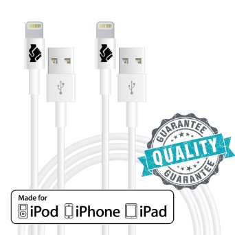 Trusted Cables Apple MFi Certified 3-Feet USB Cables for iPhone 6, 6Plus, 5s, 5c, 5, iPad Air, Air2, Mini, Mini2, iPad 4th Gen, iPod Touch 5th gen, and iPod Nano 7th Gen, iOS 8 - Pack of 2
