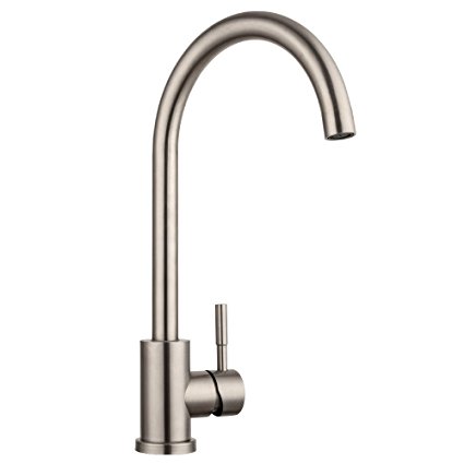 SARLAI Best Commercial Stainless Steel Brushed Nickel Hot& Cold Single Handle Kitchen Sink Faucet, Single Lever Kitchen Faucets