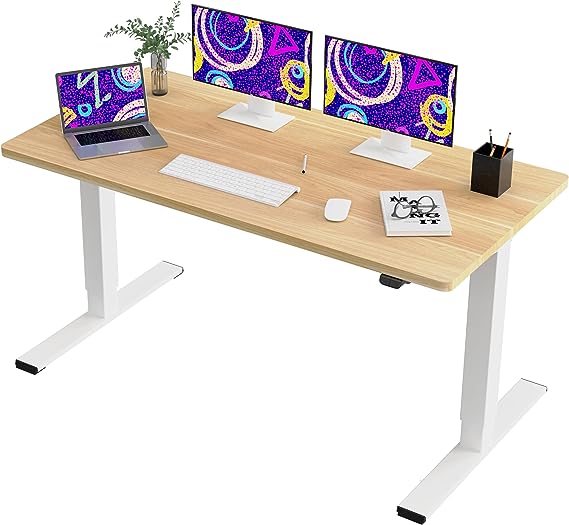 SANODESK Escritorio Elevable Electrico Escritorio Regulable en Altura con Tablero- Standing Desk Electrico- con Función Anticolisión- Escritorio de pie para Ordenador en Oficina Casa- 140×80cm Blanco