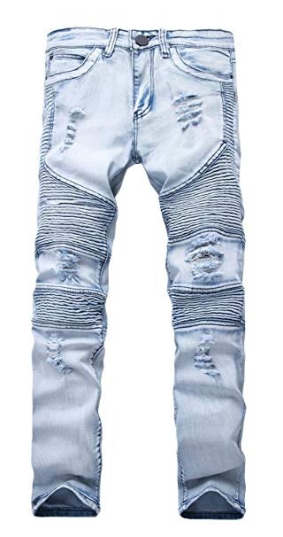 NITAGUT Men's Ripped Destroyed Distressed Slim Fit Jeans Biker Jeans
