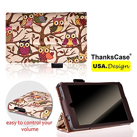 Thankscase Fire HD 6 Case (Will Only Fit Fire HD 6 2014 Release) with Standing with Smart Cover Feature with Elastic Hand Strap Case for Fire HD 6.(Beige)