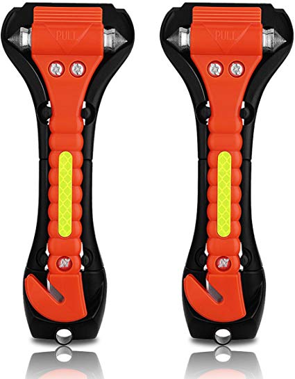 OMORC 2 Pack Car Safety Hammer, Emergency Escape Tool with Car Window Breaker and Seat Belt Cutter, Life Saving Survival Kit
