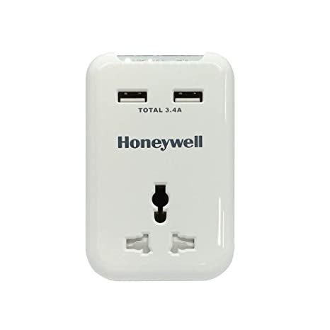 Honeywell Travel Surge Single Socket with 2 X USB Platinum