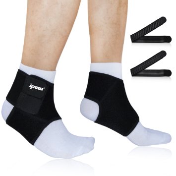 Ipow 2 Pack Nonslip Breathable Adjustable Tendon Ankle Compression Brace Support Protector Stabilizers Wraps with Strap