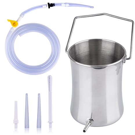 HailiCare Non-Toxic Stainless Steel Enema Bucket Kit - Upgrade Stopcock Tap, 2 Quart, Nozzle Tips - BPA-Free, Home, Coffee, Water Colon Cleansing Detox Enemas