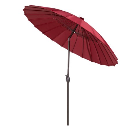 Abba Patio 8.5' Round Parasol Patio Umbrella with Push Button Tilt and Crank, 24 Steel Wire Ribs, UV Resistant Fabric, Red