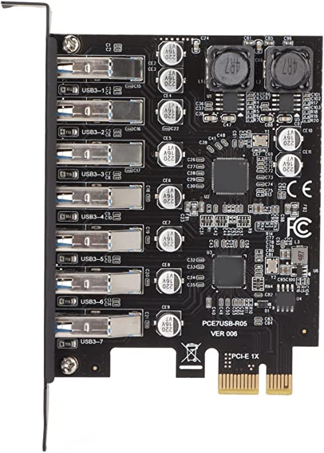 Dpofirs PCIE to USB 3.2 7 Port Expansion Card, PCI Express USB Add in Card, Internal USB 3.2 7 Port Front Expansion Card for Win XP Win 7 Win 8 Win 10 Win 11 Linux