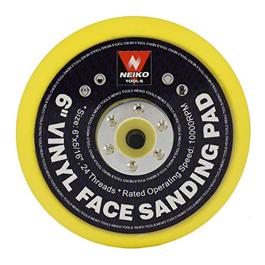 Neiko 30262A Vinyl Face Sanding & Polishing Pad, 6" | Orbital & Dual Action Sanders | 5/16", 24 Thread