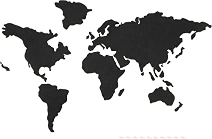 Navaris Cork Board World Map - Self-Adhesive Corkboard Continents for Wall to Pin, Plan, Document Travels - with 18 Cork Pieces and 10 Pins - Black