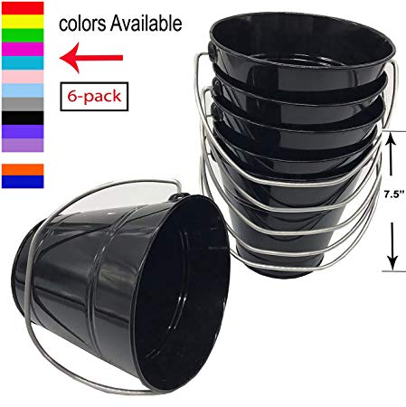 Italia 6-Pack Metal Bucket 3.7 Quart color Black Size 7.5 x 7.5"