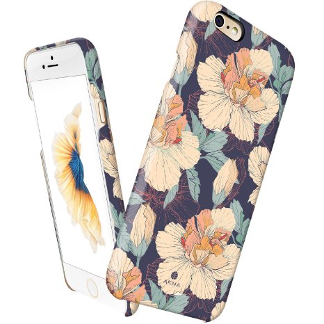 iPhone 6 case floral, Akna Vintage Obsession Series High Impact Slim Hard Case with Soft Fabric Interior for iPhone 6 [Retail Packing][Vintage Hibiscus Floral](U.S)