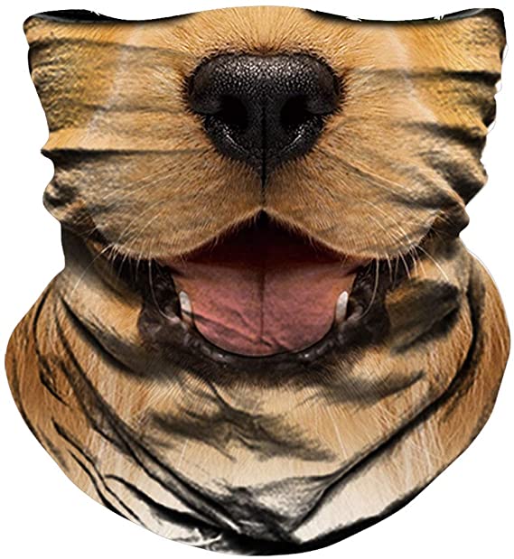 NTBOKW Animal Face Mask Bandana for Sun Dust Wind Protection Mask for Motorcycle Riding Fishing Hunting Festival Outdoor 3D Seamless Mask for Men Women