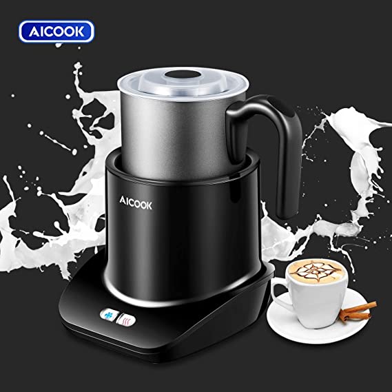 Milk Frother, Aicook Electric Milk Steamer, Automatic Foam Maker, 300ml Detachable Stainless Steel Jug & Scale Mark, Smart Temperature Control with 3 Options