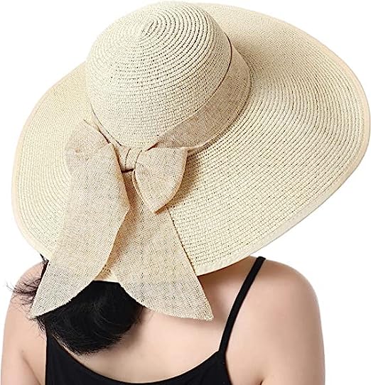 BABAHU Women Foldable Floppy Wide Brim Straw Sun Hat Summer Beach Hat UV UPF 50