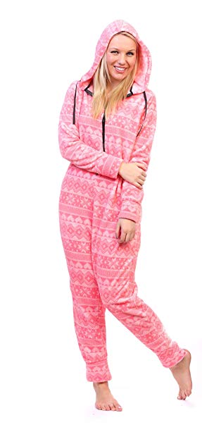 Totally Pink Women's Plush Warm and Cozy Character Adult Onesie/Pajamas/Onesie