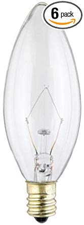 Westinghouse 4027 60-Watt, B10 Decorative Ceiling Fan Bulb, Candelabra Base, Clear - 6 Pack