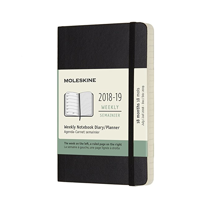 Moleskine 2018-2019 18M Weekly Notebook Pocket Weekly Notebook Black Soft Cover (3.5 x 5.5) Moleskine Weekly Planner for Students, Professionals, for Organizing and Planning
