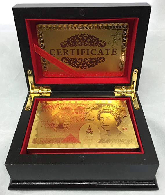 SystemsEleven £50 Pound Gold Playing Cards 24k Carat Gold Plated Game Poker Gift Box Deck (Without Box)
