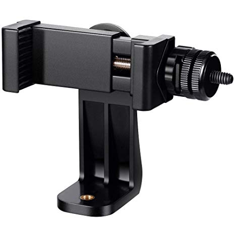 Vastar Universal Smartphone Tripod Adapter Cell Phone Holder Mount Adapter with Hot Shoe, Live Webcast Mount, Compatible with iPhone, Samsung, Rotates Vertical and Horizontal, Adjustable Clamp