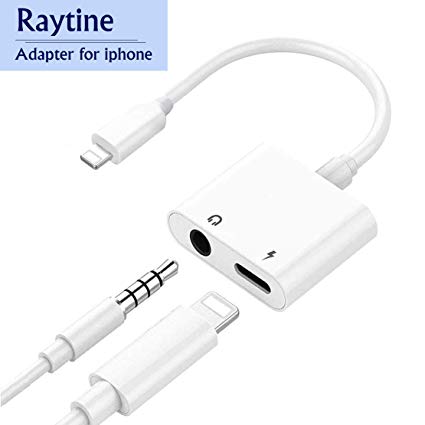 Headphone Adapter for iPhone Adaptor 3.5mm Jack Dongle Earphone Connector Convertor 2 in 1 Music Accessories Charger Cables Charge & Audio Compatible for iPhone 8/ X/XS MAX/XR/ 8Plus/ 7/7 Plus-White