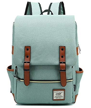FreeMaster Vintage Unisex Casual School Bag Travel Laptop Backpack Rucksack Daypack Tablet Bags (Green)