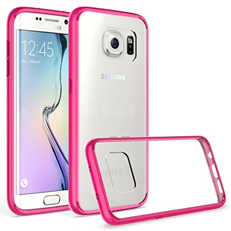 Samsung Galaxy S7 Edge Case, Bastex Slim Fit Shock Absorbing Flexible Clear Hard Rubber Fused Hot Pink Bumper TPU Case Cover for Samsung Galaxy S7 Edge G935