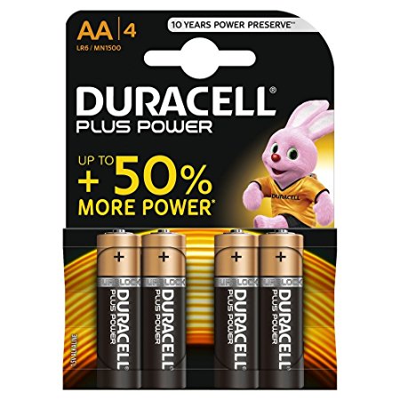 Duracell Plus Power Alkaline AA Batteries - Pack of 4