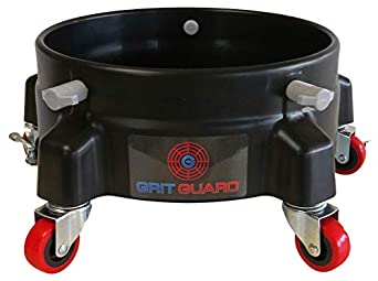 GRIT GUARD - Bucket Dolly With 5 Wheels and 2 Locking Casters (Black) For Easy Car Washing