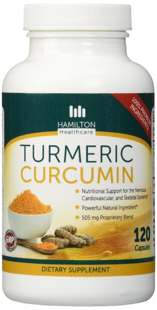 Turmeric Curcumin - Powerful 100% Pure Natural All Natural Supplement 120 Capsules By Hamilton Healthcare