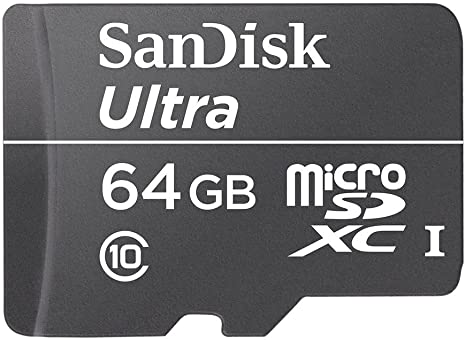 SanDisk Ultra 64 GB microSDXC Class 10 Memory Card up to 48 Mbps - White/Grey