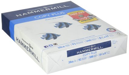 Hammermill Paper, Copy Plus, 20lb, 8.5 x 11, letter, 92 Bright, 500 Sheets / 1 Ream (105007R), Made In The USA
