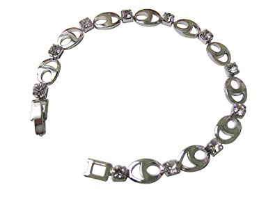 Clear crystal alloy link chain tennis bracelet 7" length 6 mm width - SKU#: f-br4a