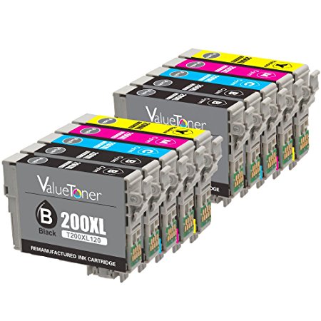 Valuetoner Remanufactured Ink Cartridges Replacement for Epson 200xl 200 XL (4 Black,2 Cyan, 2 Magenta,2 Yellow) 10 Pack for Epson XP-310 Expression XP-410 XP-400 WorkForce WF-2540 WF-2530 Printer