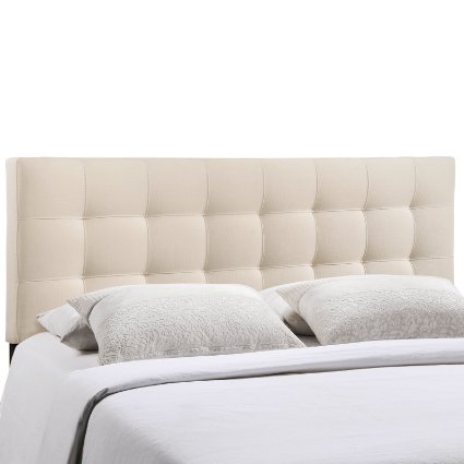 LexMod Lily Fabric Headboard, Queen, Ivory