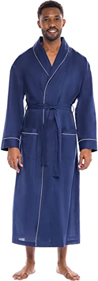 Alexander Del Rossa Mens Cotton Robe, Lightweight Woven Bathrobe